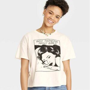 Target Pride Adult Busy Thinking About Girls Short Sleeve T-shirt – Cream Size M